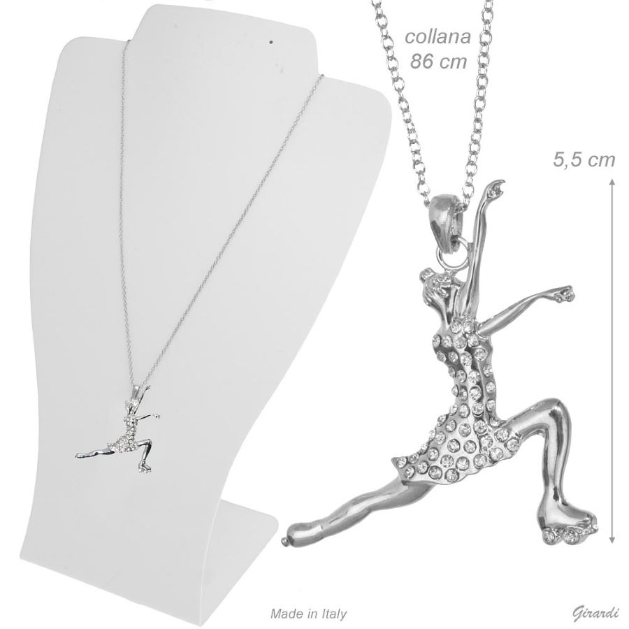 COLLANA ACCIAIO PATTINATRICE STRASS ART.B32340